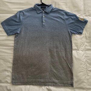 Peter Millar Men's Golf/Casual Polo Collared Striped Blue/Grey Ombre T Shirt - M